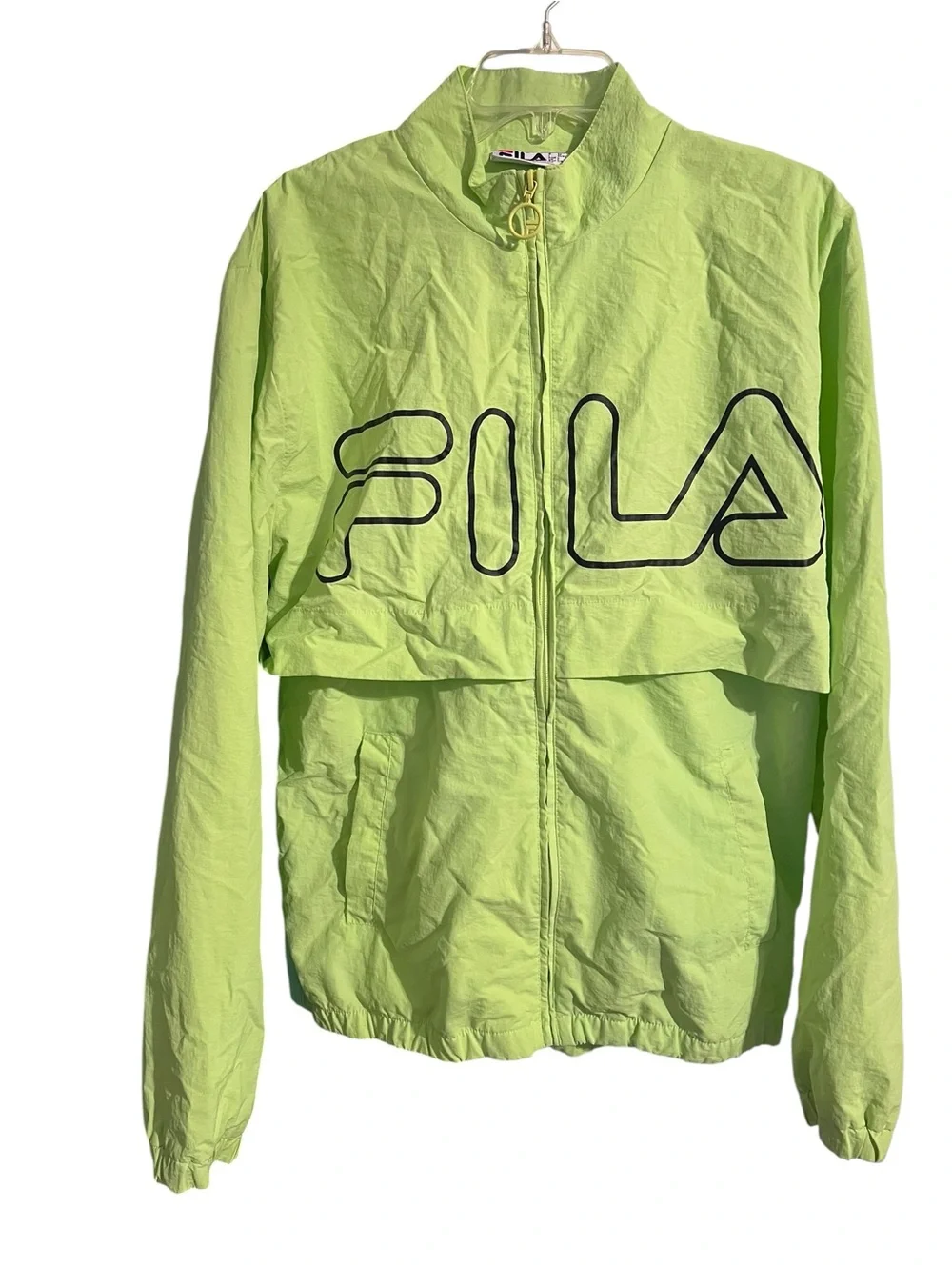 Fila Bright Lime Hooded Jacket with Logo Tag